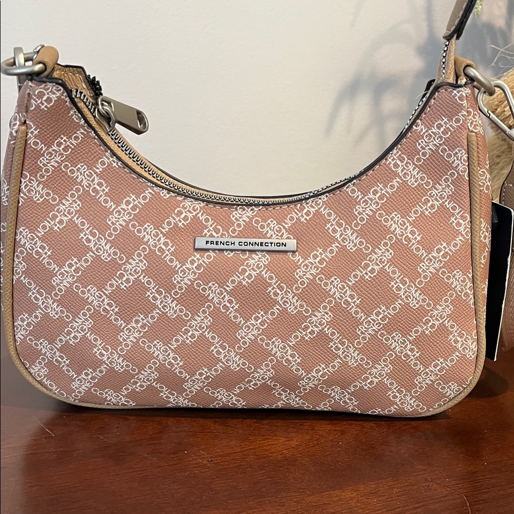 French Connection Brown and White Logo Shoulder Bagfrench connection purse